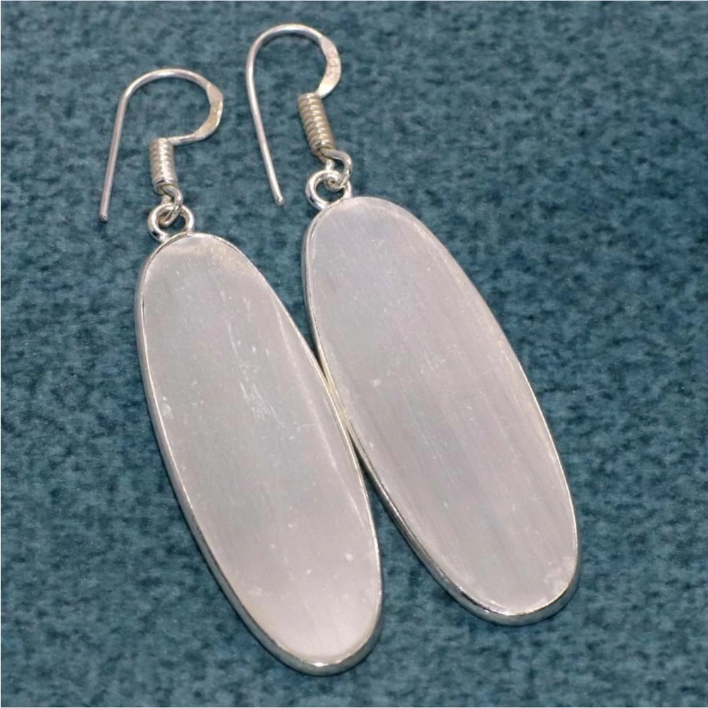 Selenite silver earrings - Picture 2 of 3